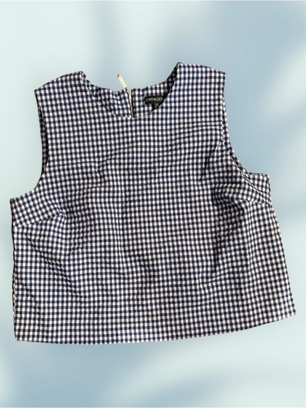 Cynthia Rowley Navy & White Gingham Crop Top